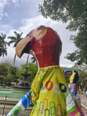 Mascarada con cara de un ave