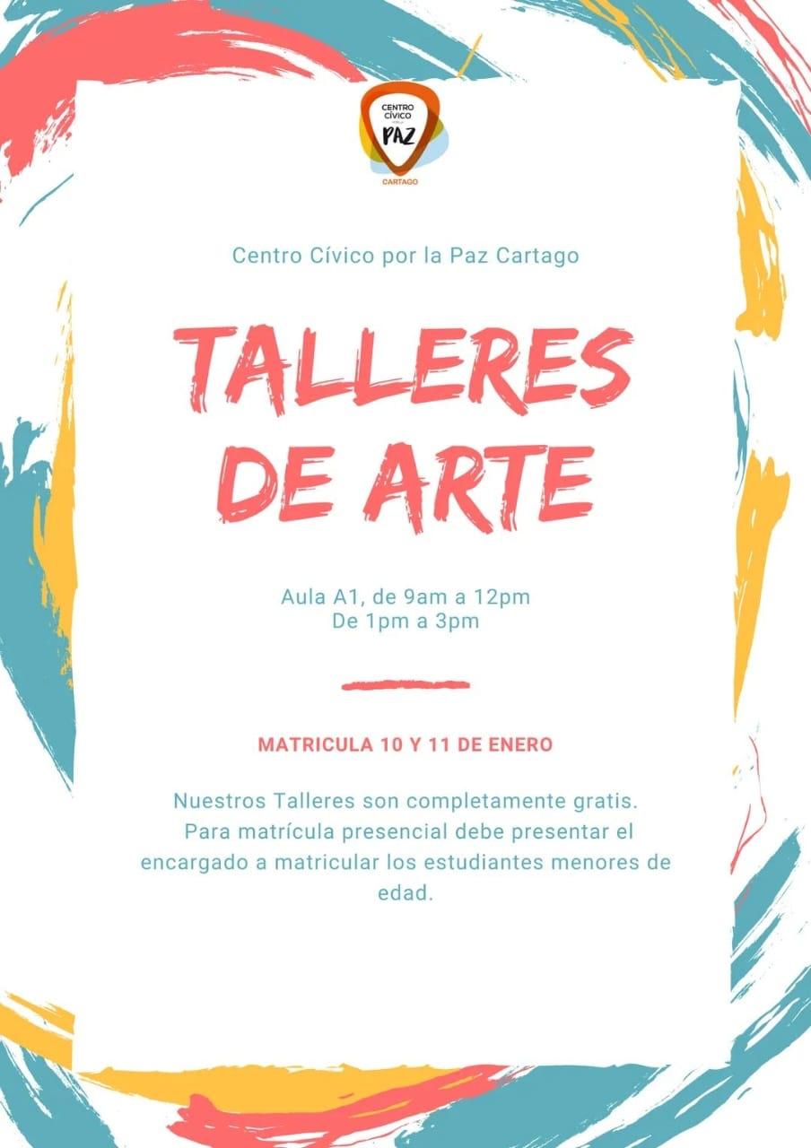Afiche de invitación para matricular los talleres de arte
